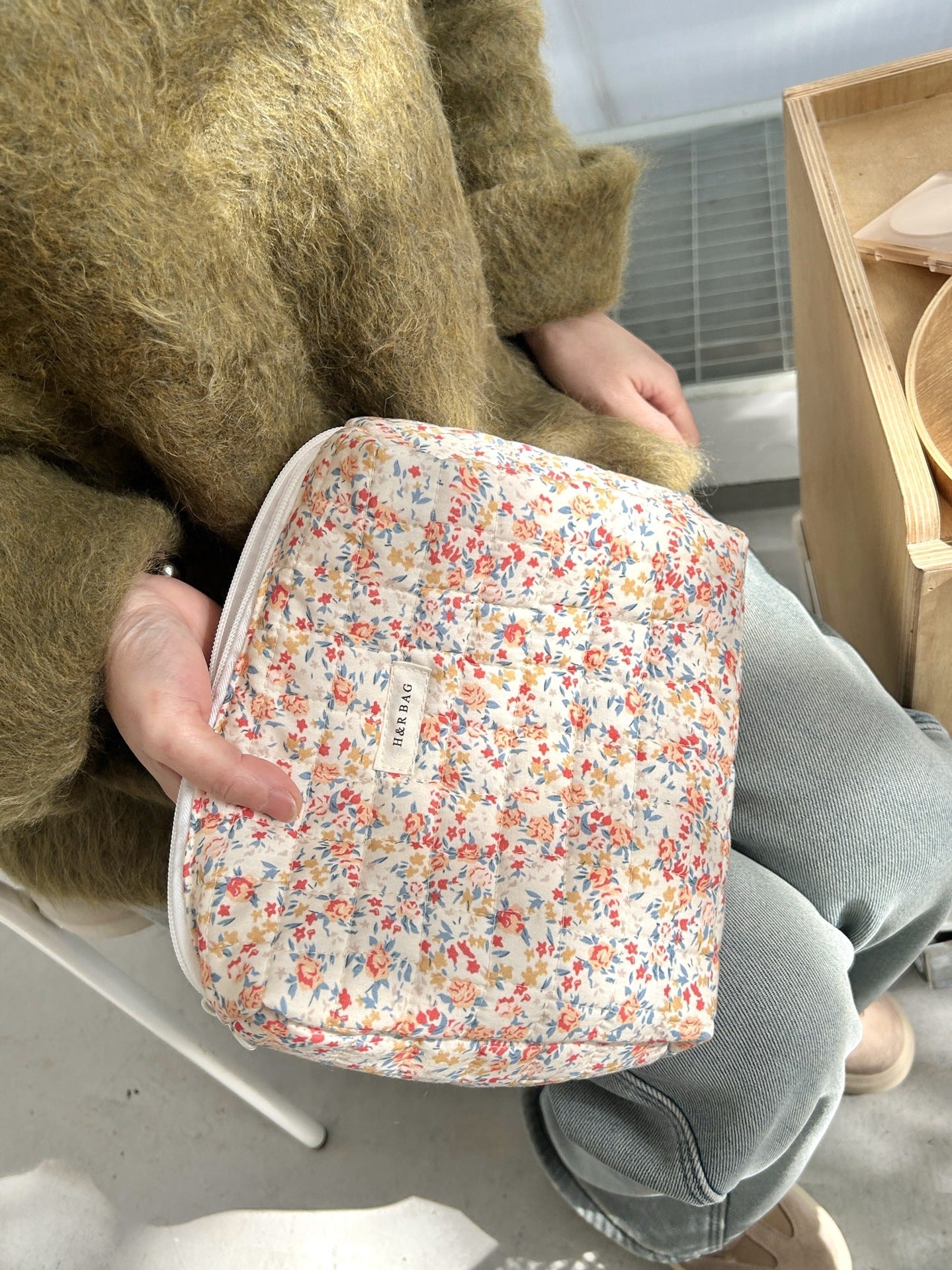 Floral Print Simple Sweet Coametic Bag