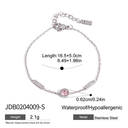 Stainless Steel Charm Linked Chain Strand Bracelet