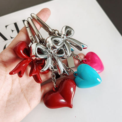 Elegant Bow Heart Keychain Bag Charm