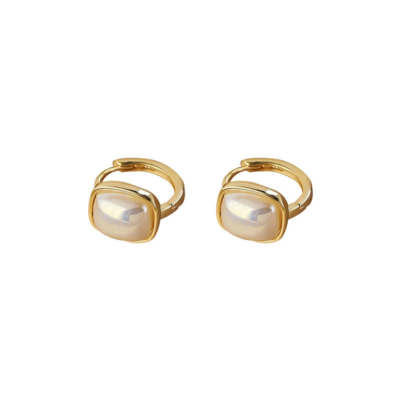 Square Pearl Vintage Simple Hoop Earrings