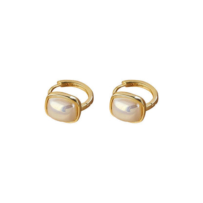 Square Pearl Vintage Simple Hoop Earrings
