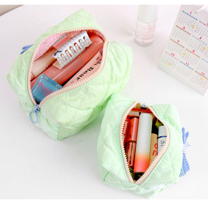 Candy Color Bow Decor Makeup Bag