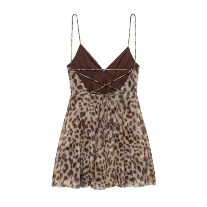 Sexy Backless Print String Mini Dresses