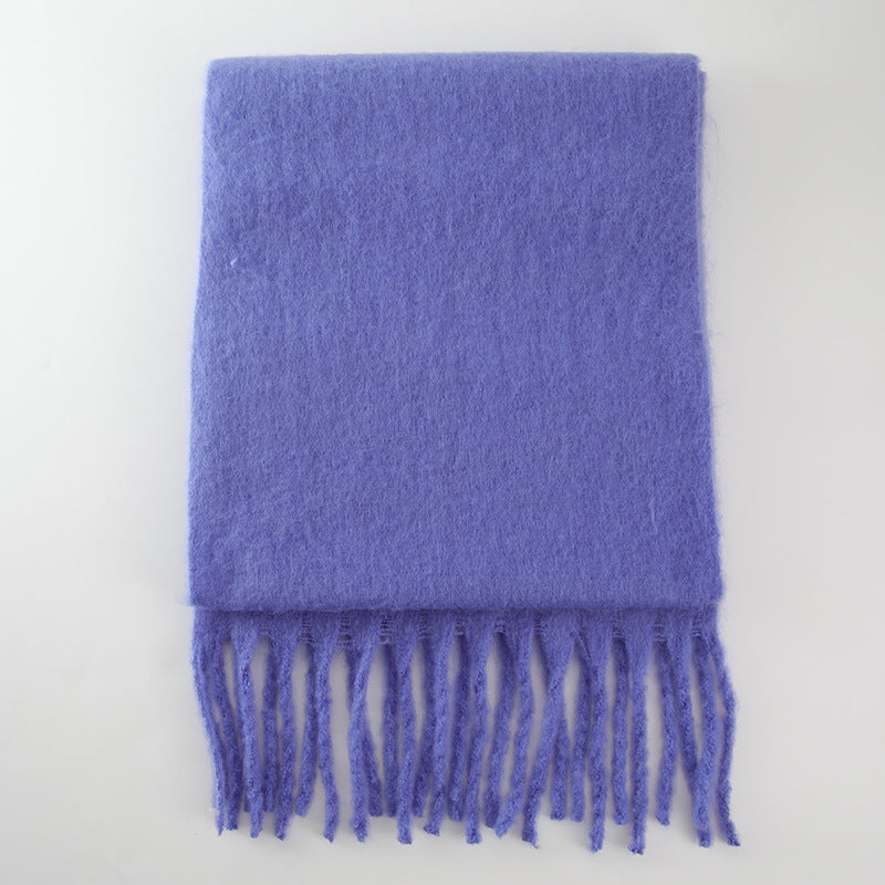 2+ Solid Color Tassel Mohair Scarves