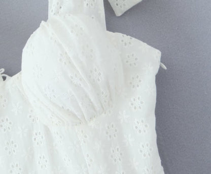 Classic Solid Color Embroidered Mini Dress