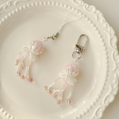 Handmade Jellyfish Beaded Tassel Keychain Bag Charm