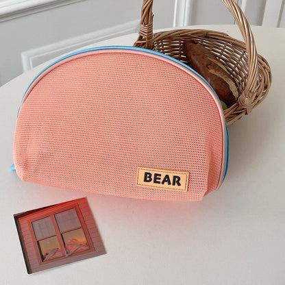 Half Moon Color Block Portable Make Up Bag