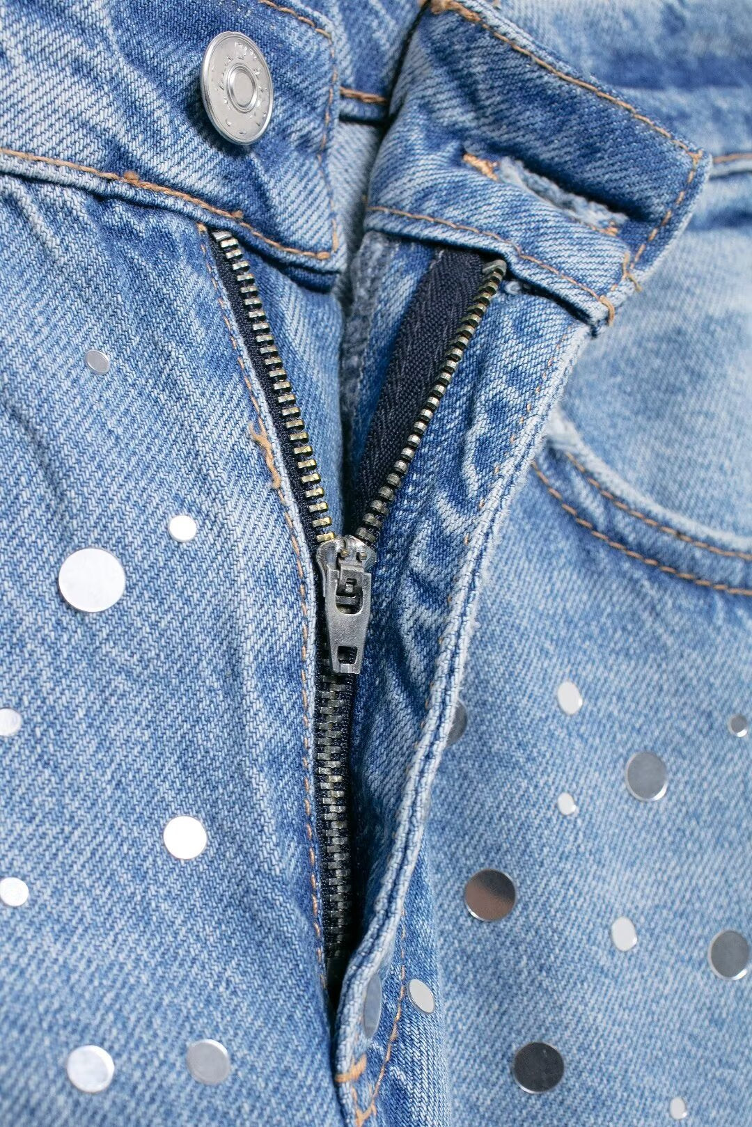 Versatile Sequin Wide Leg Denim Pants