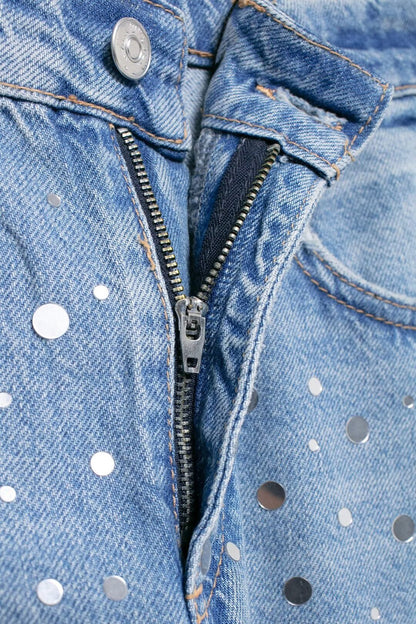 Versatile Sequin Wide Leg Denim Pants