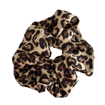 Vintage Leopard Print Satin Elastic Hair Scrunchies