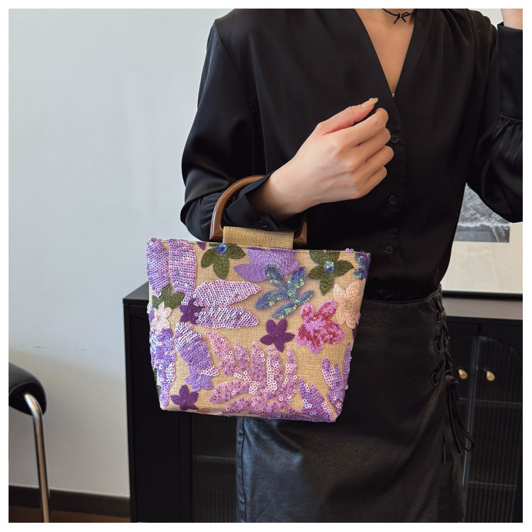 Colorful Sequin Embroidered Tote Bag