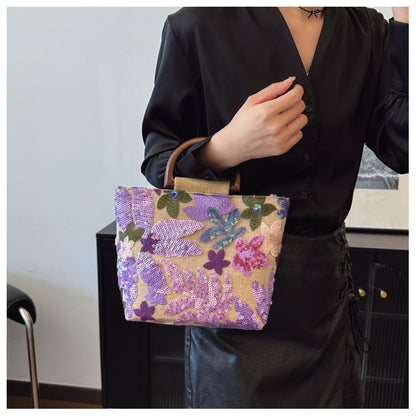 Colorful Sequin Embroidered Tote Bag