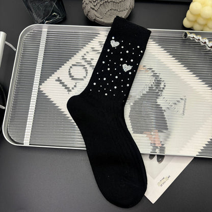 Love Rhinestone Sweet Cotton Socks