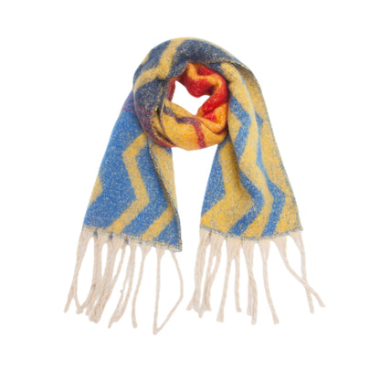 Gradient Color Print Tassel Scarf