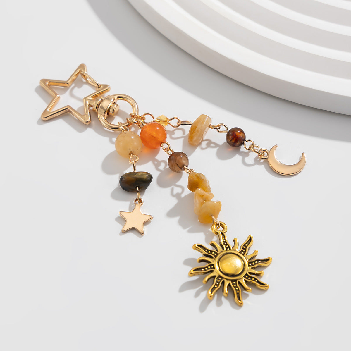 Colorful Stone Tassel Keychain Bag Charms