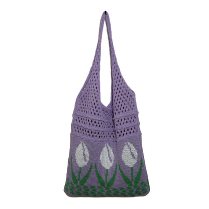 Vintage Flower Jacquard Knit SHoulder Bag