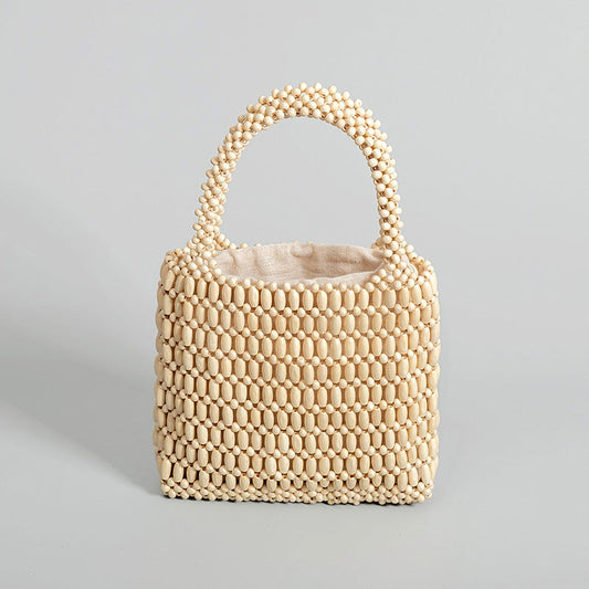 Handmade Wooden Bead Woven Handbags