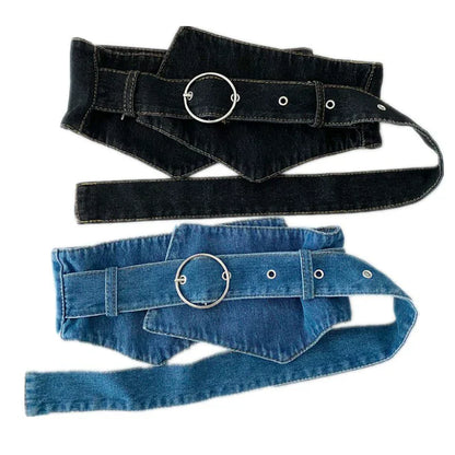 Denim Irregular Simple Wide Waist Belt