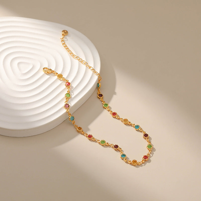 Colorful Zircon Simple Chain Anklets