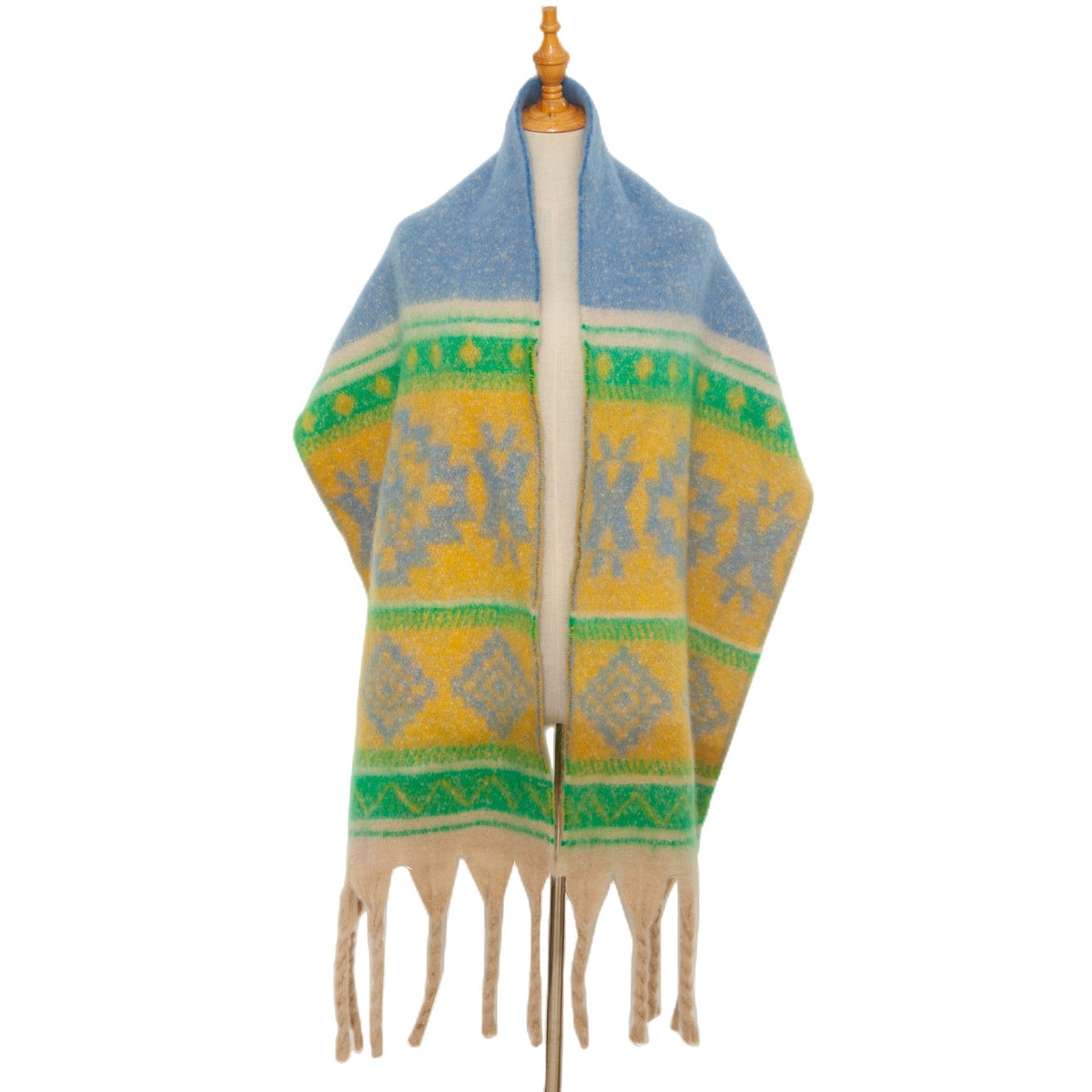 Contrast Color Tassel Mohair Scarves