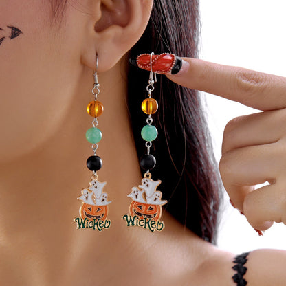 Halloween Pumpkin Ghost Tassel Dangle Earrings