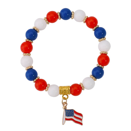 Minimalist USA Pendant Acrylic Beaded Bracelet