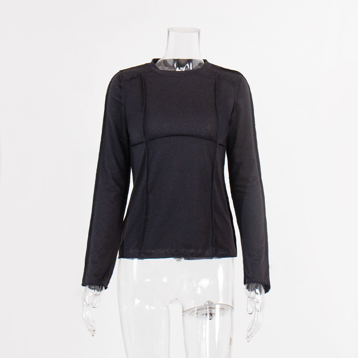 Patchwork Round Neck Simple Tops