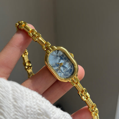 Vintage Gold Oval Bracelet Quartz Watch