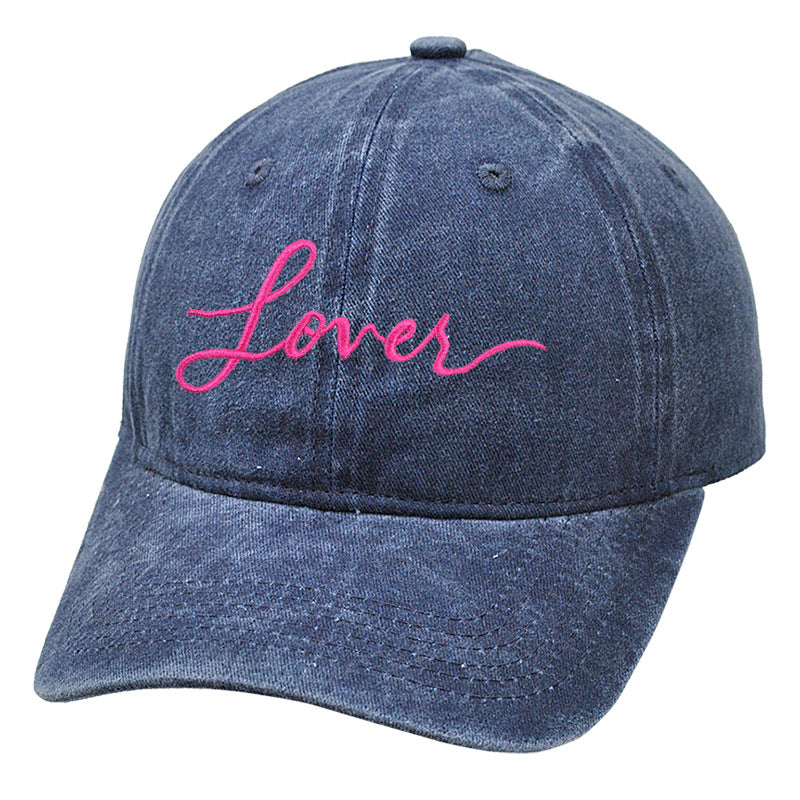 Letter Embroidered Washed Simple Baseball Caps