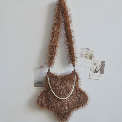 Star Shaped Cute Tassel Plush Shoulder Bag