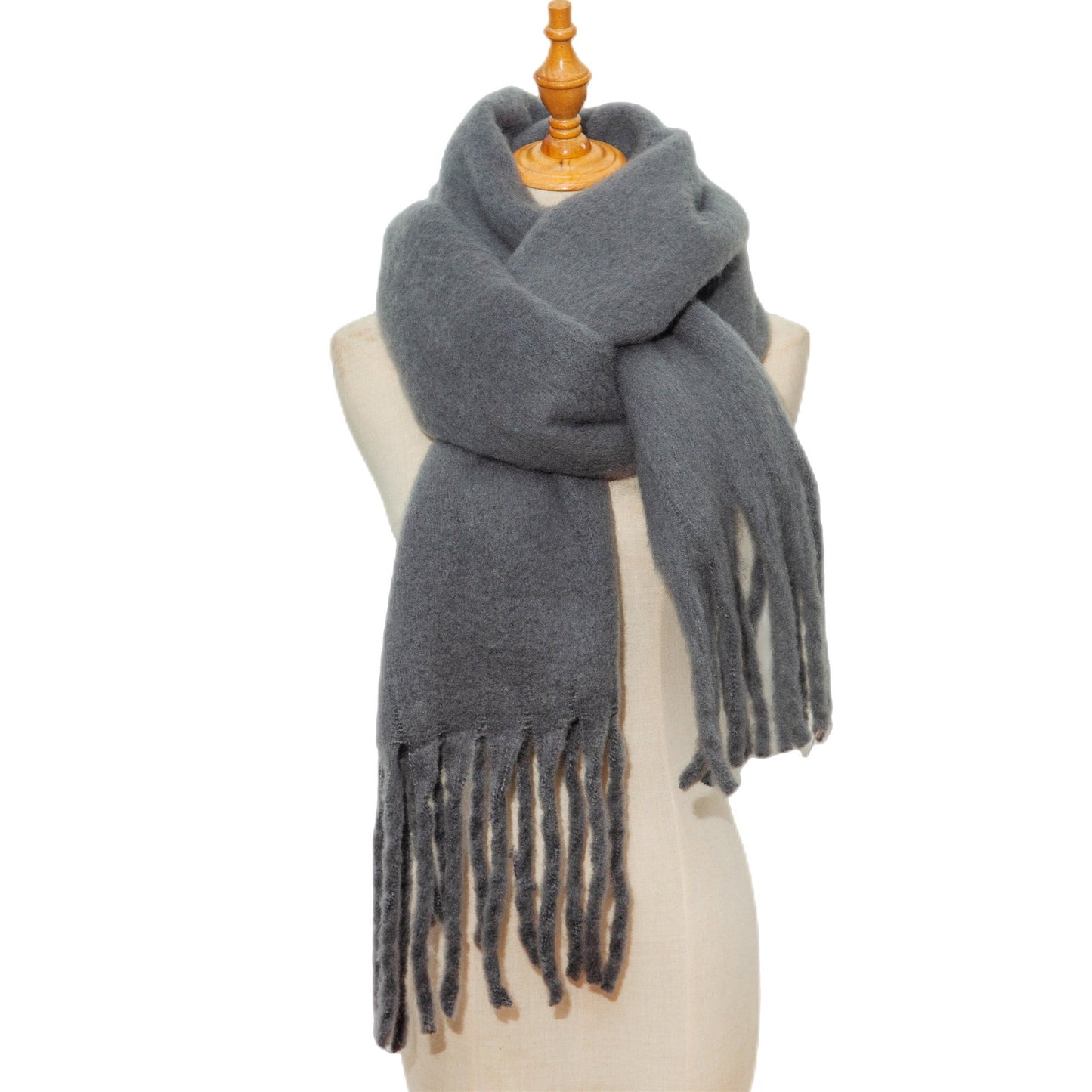 Solid Color Simple Tassel Scarves