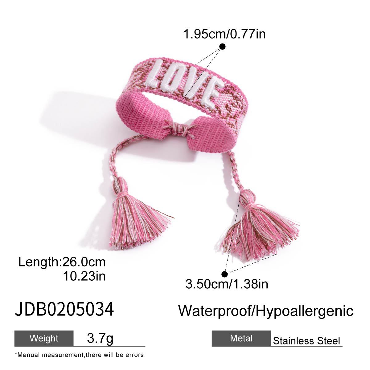 Cute Letter Print Braided Tassel Bracelet