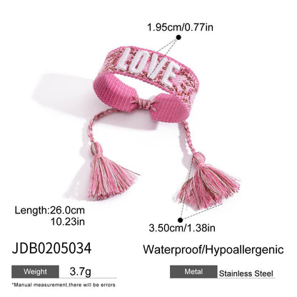 Cute Letter Print Braided Tassel Bracelet