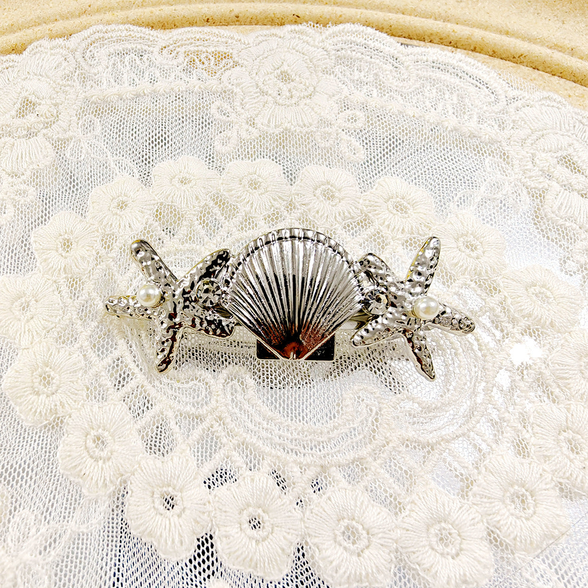 Trendy Pearl Starfish Rhinestone Hair Claw