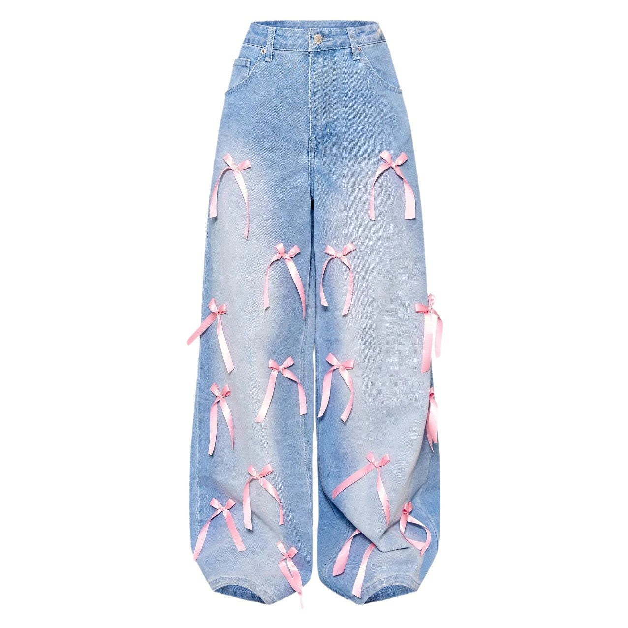 Bow Washed Loose Street Jeans