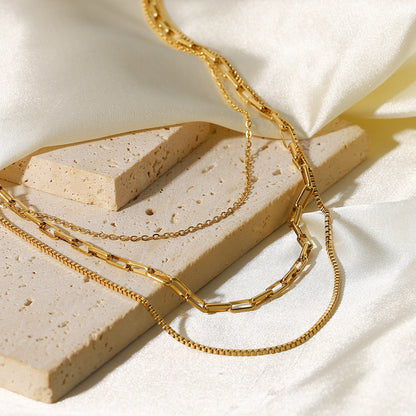 Paperclip Triple Layers Necklace