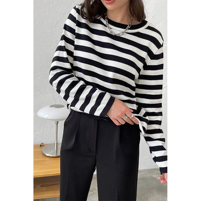 Round Collar Stripe Vintage Sweater