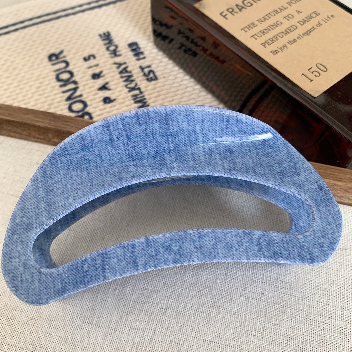 Simple Blue Geometric Acetate Hair Claw