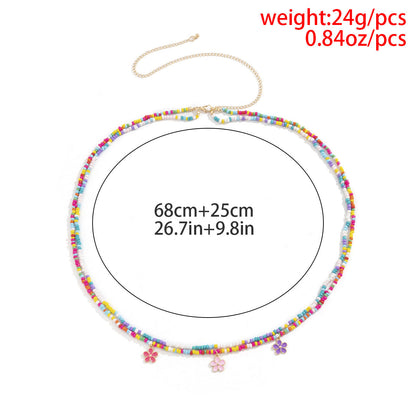 Colorful Bead Braided Flower Waist Chain
