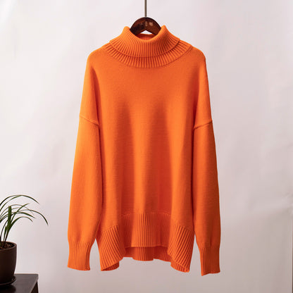 High Collar Loose Solid Color Sweater