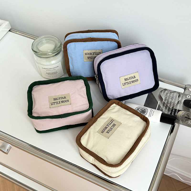 Cute Color Block Soft Makeup Bag
