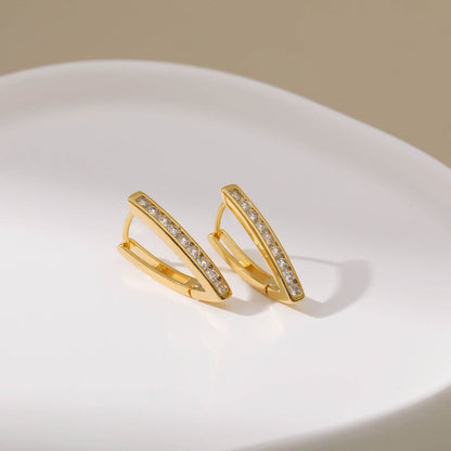 V Shaped Diamond Hoop Earrings