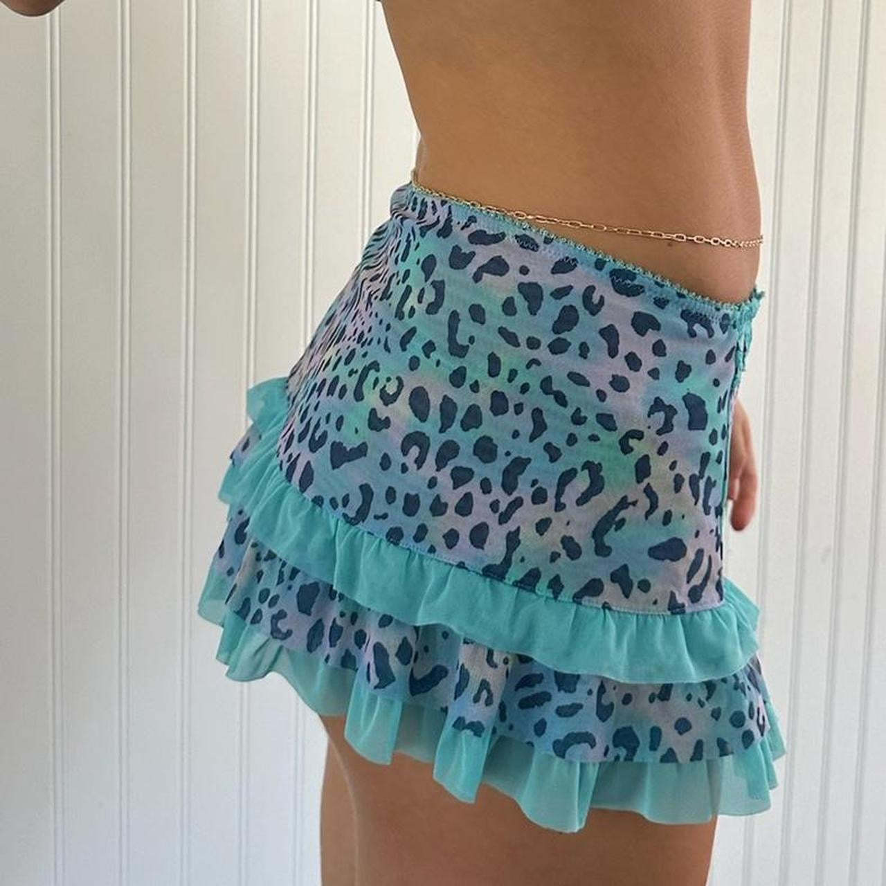 Splice Drawstring Leopard Sexy Mini Skirt