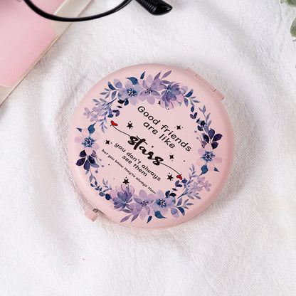 Pink Print Mini Foldable Makeup Mirror