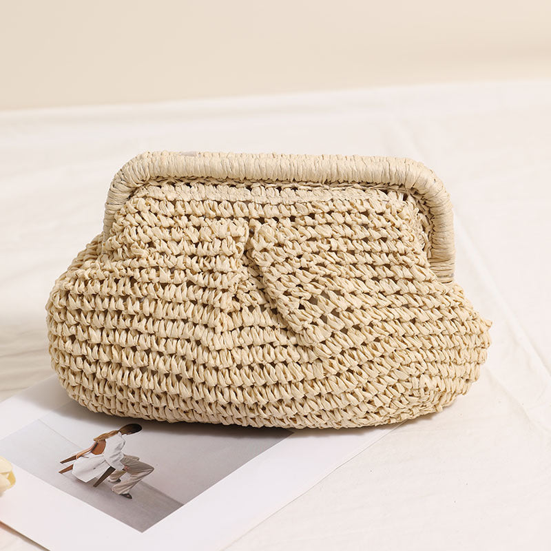 Solid Color Simple Woven Beach Shoulder Bag