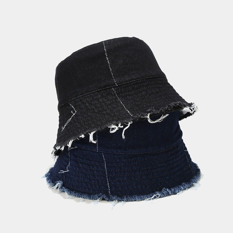Vintage Irregular Splicing Denim Reversible Bucket Hat