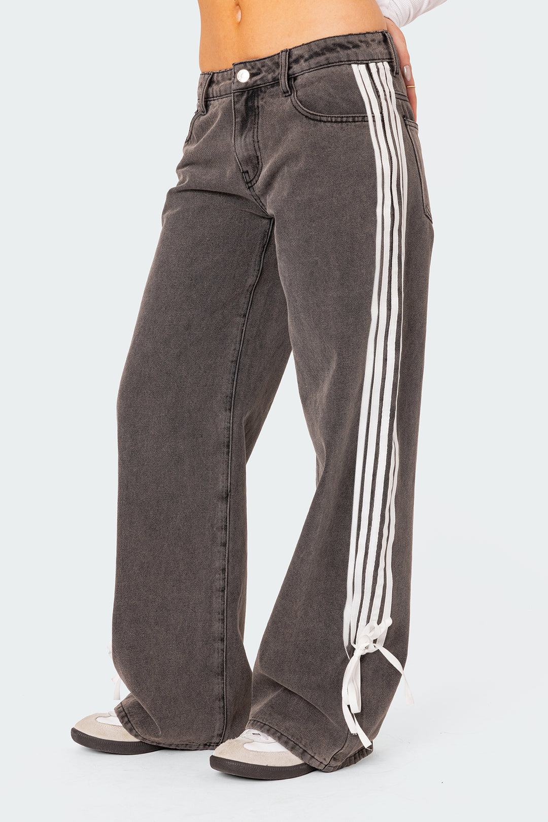 Low Collar Denim Pant Side Striped Jeans