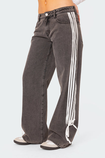 Low Collar Denim Pant Side Striped Jeans