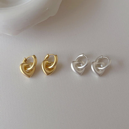 Vintage Matte Heart Drop Earrings