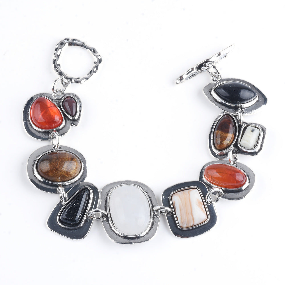 Trendy Personality Irregular Metal Stone Bracelet